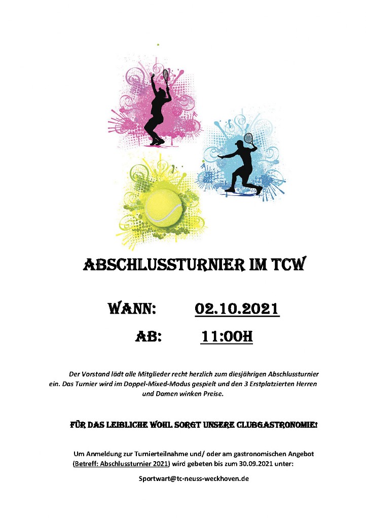 Plakat Abschlussturnier 2021 des TCW Plakat Abschlussturnier 2021 des TCW
