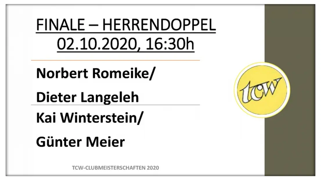 Finale Herrendoppel TCW-Clubmeisterschaften 2020