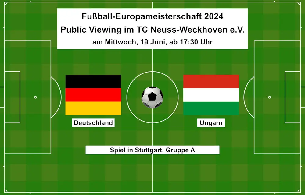 Fußball-EM 2024: Public Viewing im TCW am 19. Juni Fußball-EM 2024: Public Viewing im TCW am 19. Juni