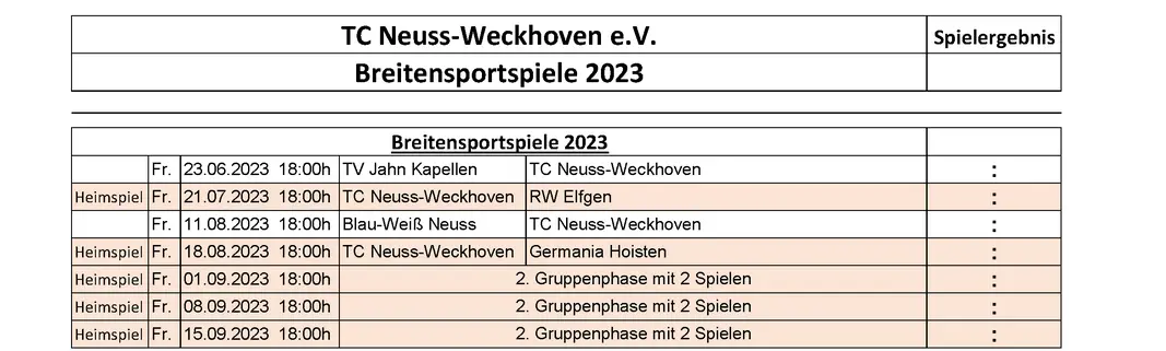 Tennis-Breitensportspiele in 2023 Tennis-Breitensportspiele in 2023