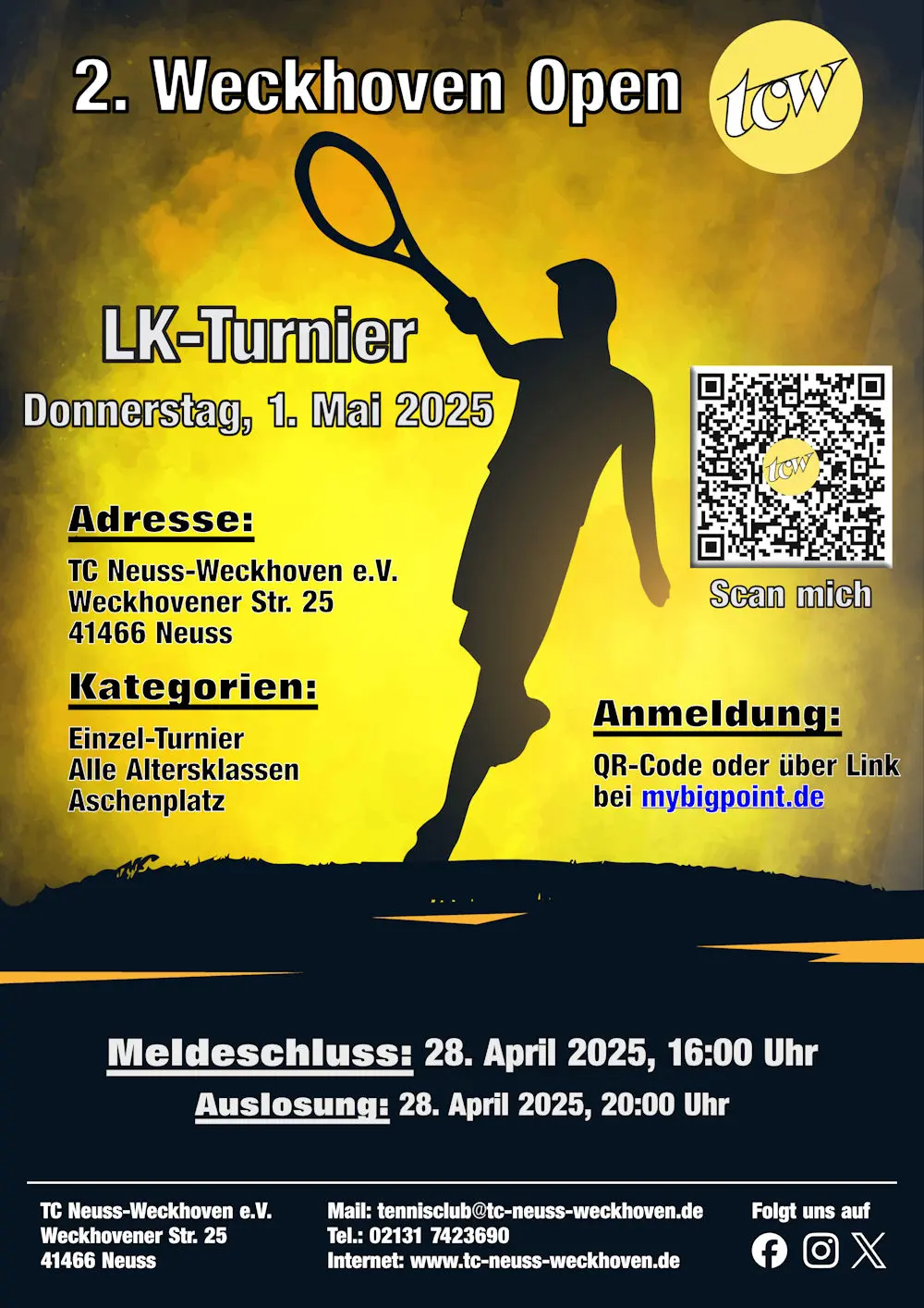LK-Turnier '2. Weckhoven Open' am 1. Mai im TCW LK-Turnier '2. Weckhoven Open' am 1. Mai im TCW