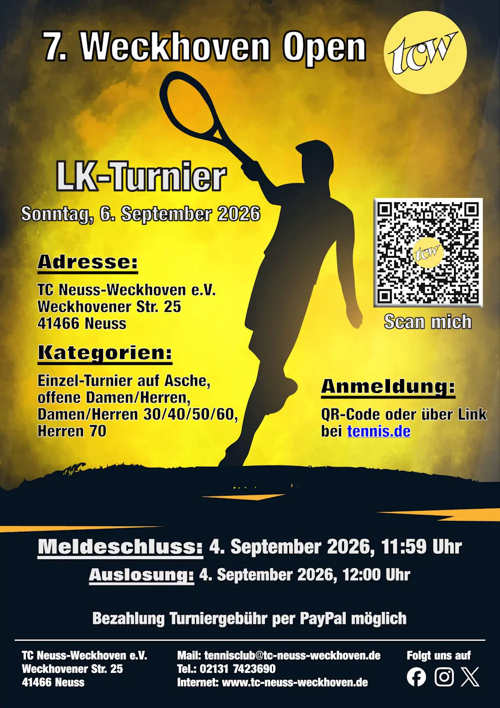 LK-Turnier '7. Weckhoven Open' am 6. September LK-Turnier '7. Weckhoven Open' am 6. September