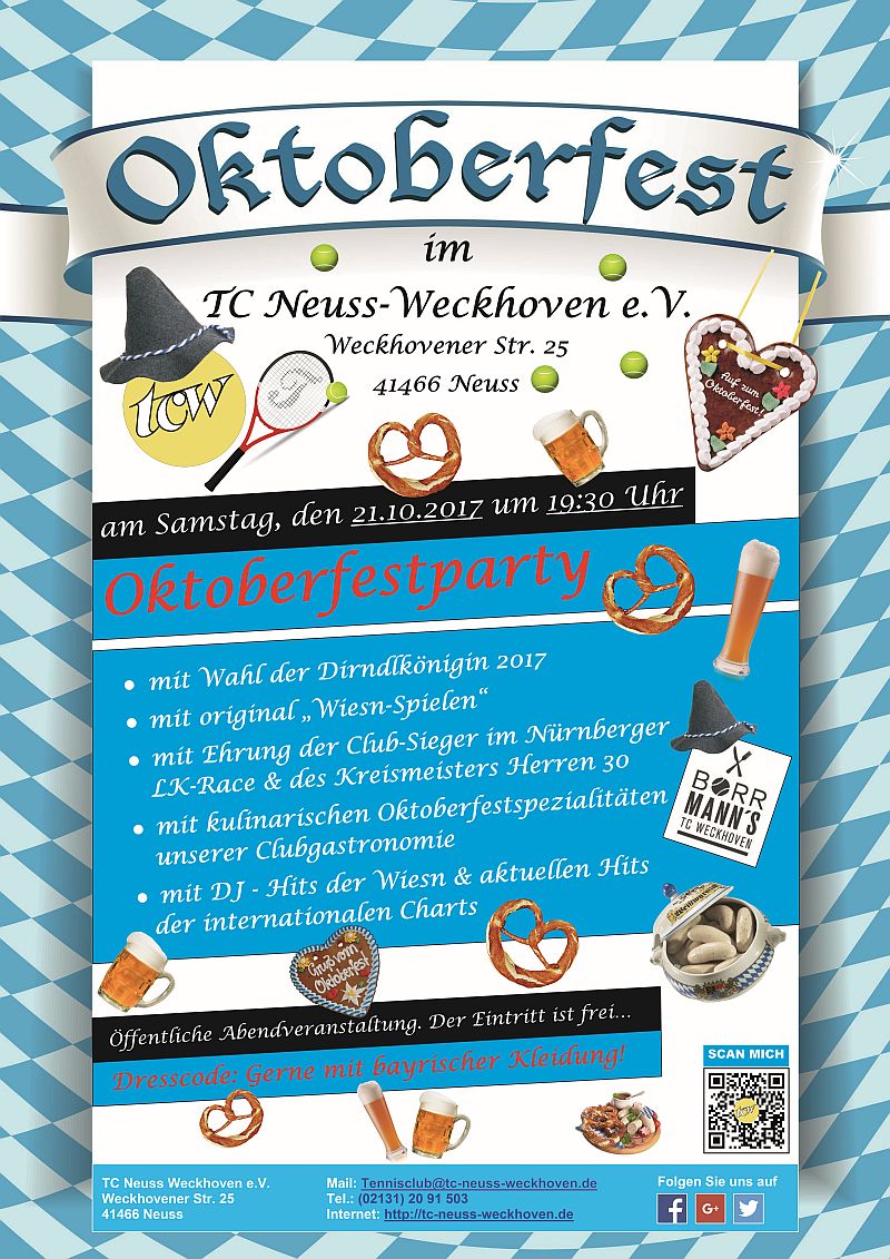 Werbeflyer 'Oktoberfest 2017 im TCW' Werbeflyer 'Oktoberfest 2017 im TCW'