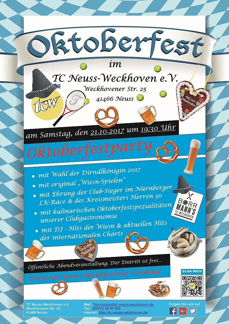 Werbeflyer 'Oktoberfest 2017 im TCW' Werbeflyer 'Oktoberfest 2017 im TCW'