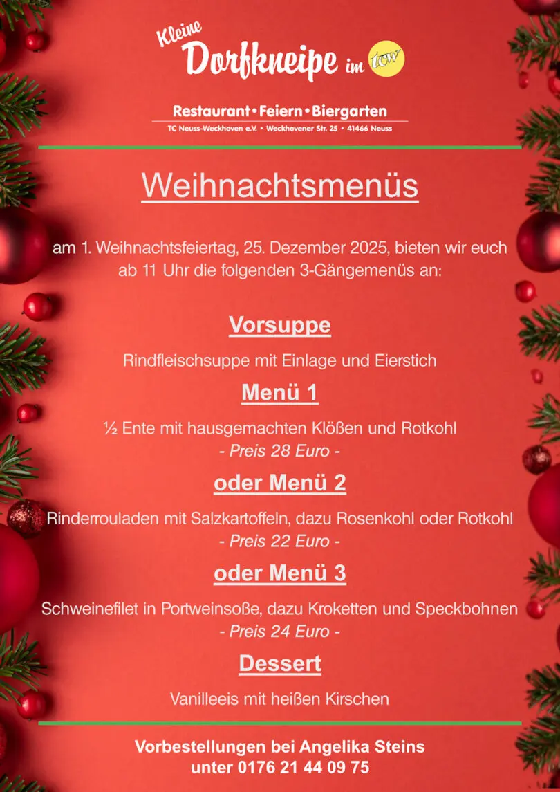 Zusatzangebote der "Kleinen Dorfkneipe im TCW"