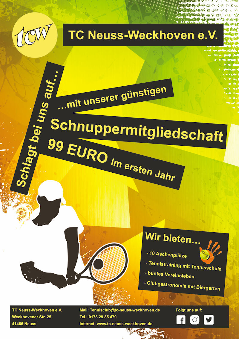 Schnuppermitgliedschaft im TCW Schnuppermitgliedschaft im TCW