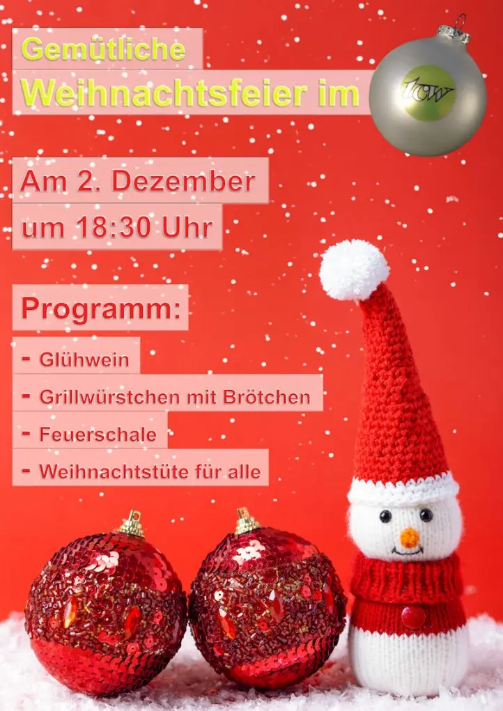 Werbeplakat Weihnachtsfeier 2023 im TC Neuss-Weckhoven e.V.